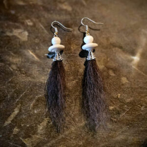 Sterling Silver Bison Hair And Bone Earrings