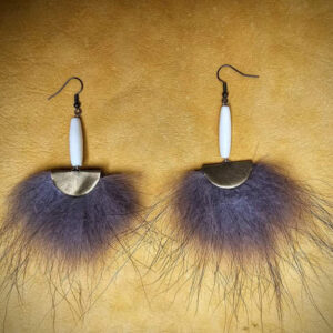 Bison Bone Bead Wolf Hair Earrings