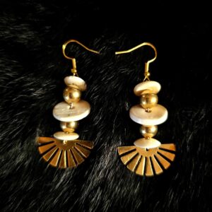 Brass and Bison Bone Metal Sunrise Earrings