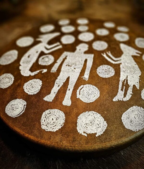 20" Bison Hide Hand Painted Mantle Drum - Image 2