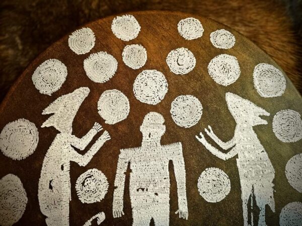 20" Bison Hide Hand Painted Mantle Drum - Image 6