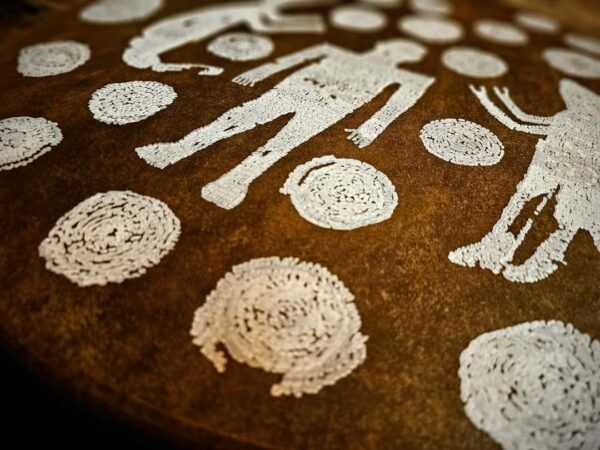 20" Bison Hide Hand Painted Mantle Drum - Image 3