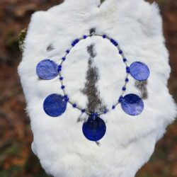 Rich Blue Shell and Glass Bead Necklace