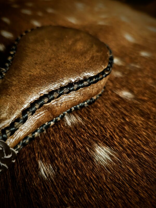 Bison Hide Rattle With Hand Burned Maple Handle, Leather & Wood Holder - Image 7