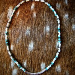 Turquoise & Silver Curved Metal Pendant Necklaces